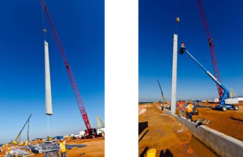 First vertical steel column raised for A320 Family Assembly Line in Mobile, Alabama (c) Airbus