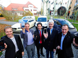 Benedikt Jäger (TUM), Florian Bachmann (Taxi association), Gunnar Heipp (SWM/MVG), Dr. Jürgen Gaulke (Federal Ministry of Economics and Technology), Dr. Wolfgang Christl (Chamber of Crafts) - Photo: SWM
