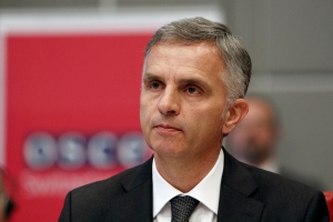 Didier Burkhalter, OSCE Chairperson-in-Office for 2014 and Head of the Swiss Federal Department of Foreign Affairs, at the Permanent Council in Vienna, 16 January 2014. (OSCE/Jonathan Perfect)