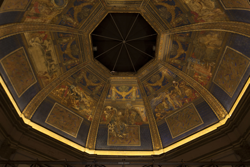 International Pavilion. The main feature is a special LED solution that sets the ceiling fresco by the Italian painter Galileo Chini in the dome centre stage using various colour temperatures.