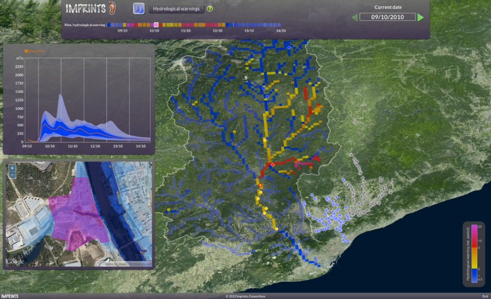 Imprints’ early warning software provides a real-time overview of potential flash floods.