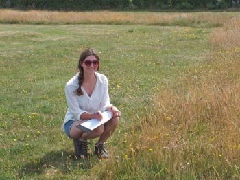 Researcher Katherine Fensome monitors the wildlife in unmown areas of Saltdean Oval