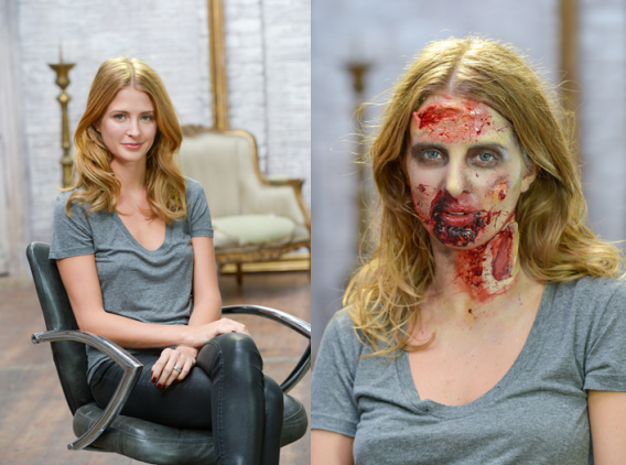 NOW TV teams up with celebrity make-up artist and fan of The Walking Dead, Millie Mackintosh to recreate the gory look of a walker from the smash-hit zombie series 