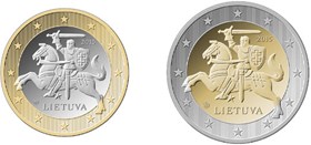 The national side of Lithuanian one and two euro coins © Bank of Lithuania, 2014
