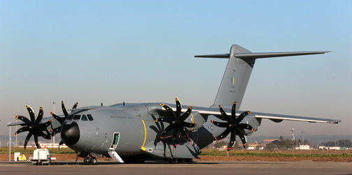 The first Airbus A400M new generation airlifter for the Royal Malaysian Air Force painted in its new colours at the Airbus Defence and Space facility in Seville, Spain
