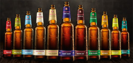 The currently available range of Jacobsen beers.