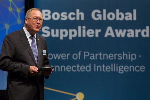 14. Bosch Global Supplier Award 2015 Prof. Dr. Karl Nowak, President Corporate Sector Purchasing and Logistics Robert Bosch GmbH, at the award ceremony of the ”Bosch Global Supplier Award 2015” in Stuttgart.