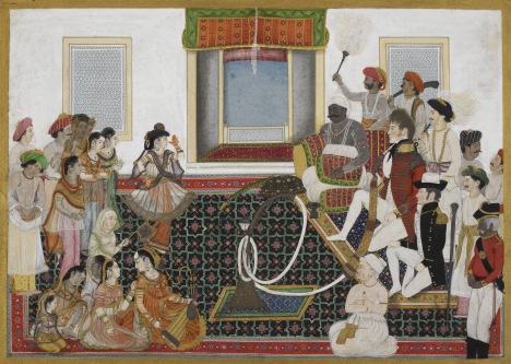 Anonymous Delhi School Mahadaji Sindhia entertaining a British naval officer and military officer with a Nautch c. 1815-20 Watercolour on paper 222 x 317 mm British Library