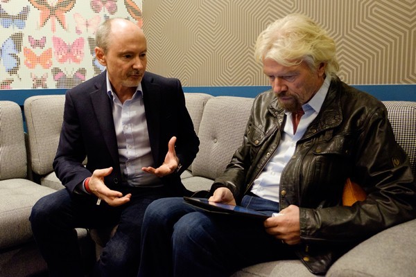 Richard Branson & Rod Bristow, President of Pearson UK, sign the world's largest petition, on behalf of the 757m people who can't read or sign their name (Owen Billcliffe photography)
