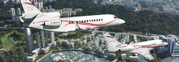 Dassault Aviation presents Falcon 7X trijet and the Falcon 2000LXS twin at the Singapore Airshow 