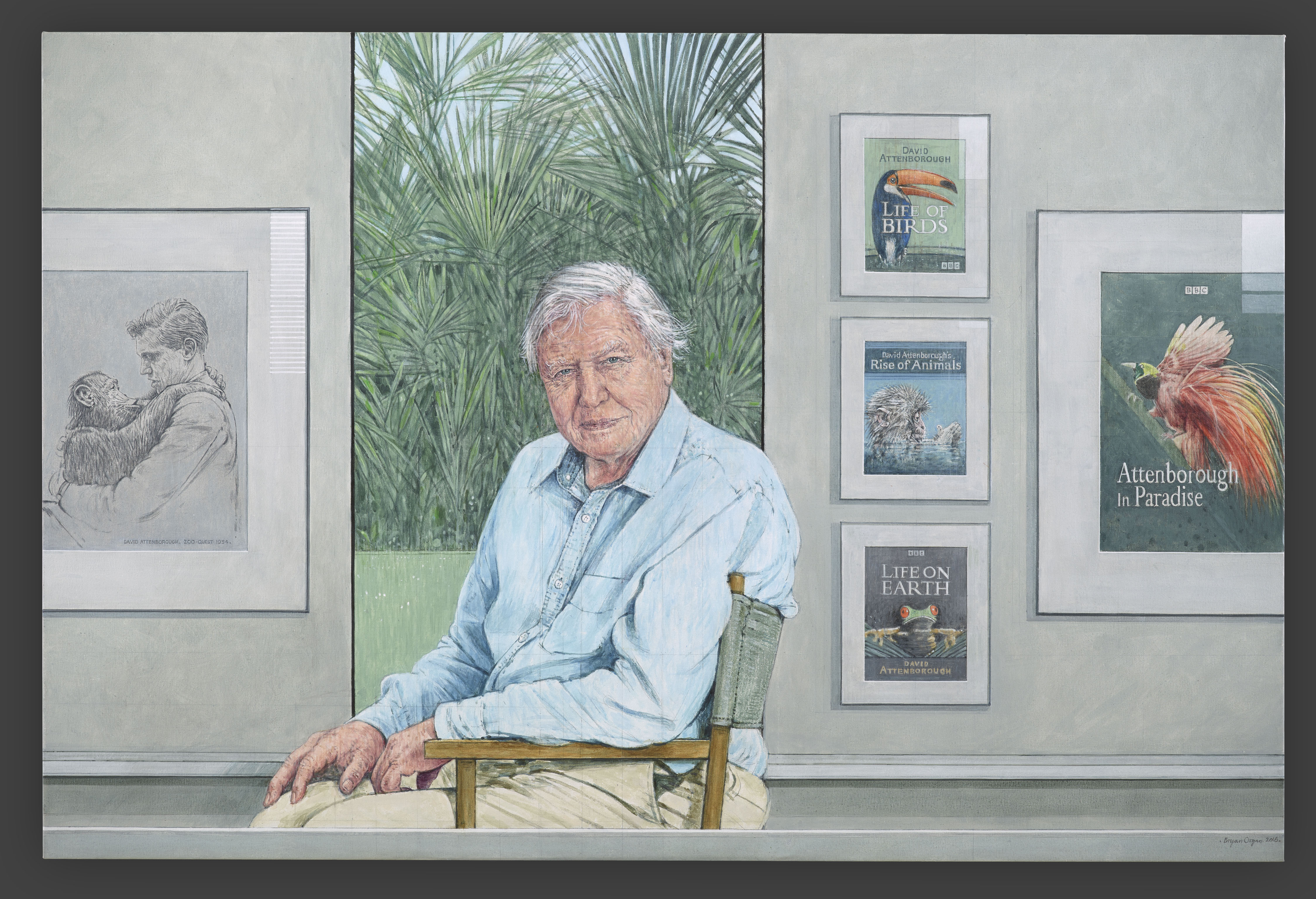 David Attenborough portrait by Bryan Organ