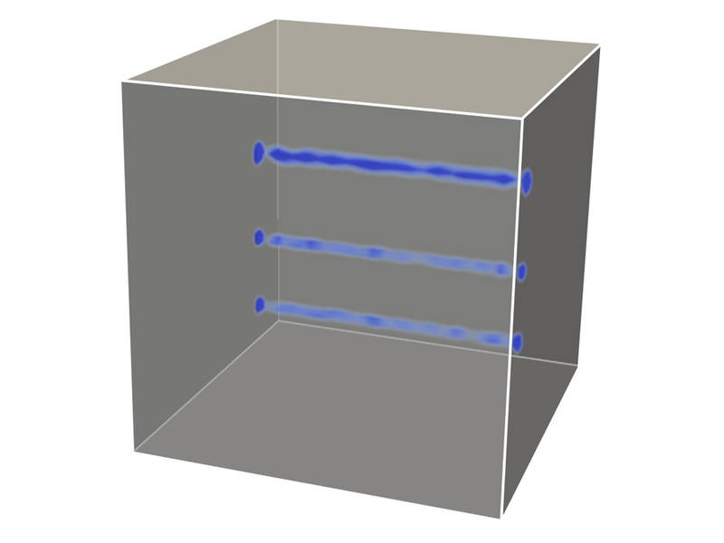 Computer simulation of ultrasound measurement of a concrete-cube. (Image: Chair for Computation in Engineering / TUM)