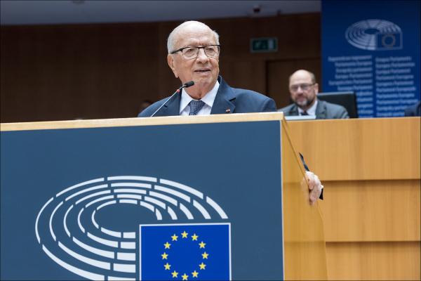 Mohamed Beji Caid Essebsi addressing the European Parliament