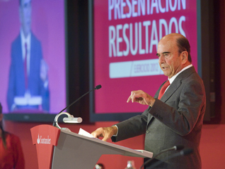 Resultados Santander 2012 Emilio Botín, presidente del Banco Santander, durante la rueda de prensa.