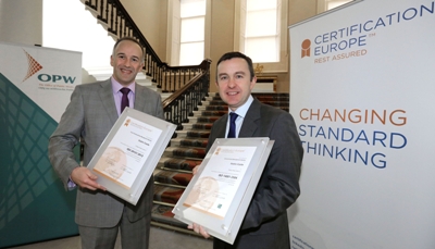 ‘Olympic’ sustainable awards for Ireland’s Presidency headquarters -- L-R: John Ryan, Director of Services, Certification Europe; Brian Hayes TD, Minister of State for Public Service Reform and the Office of Public Works