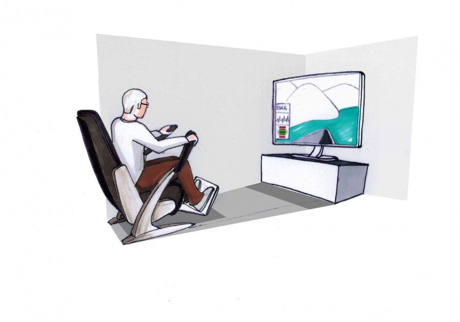 Off to the rowing regatta: The Armchair keeps senior citizens fit, even in their own four walls.  © Fraunhofer IIS