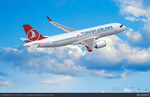 Turkish Airlines, the largest airline in Turkey, has signed a contract for up to 117 A320 Family aircraft (25 A321ceo, 4 A320neo, 53 A321neo and options for 35 additional A321neo aircraft). This order is the largest ever placed by a Turkish carrier. The engine selection will be made at a later date. (c) Airbus