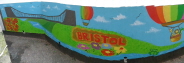After: the finished mural, depicting iconic Bristol landmarks