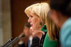 The OSCE's Representative on Freedom of the Media, Dunja Mijatovic, opens a session on media freedom at the OSCE's Review Conference in Warsaw, Poland, 7 October 2010. (OSCE/Curtis Budden)