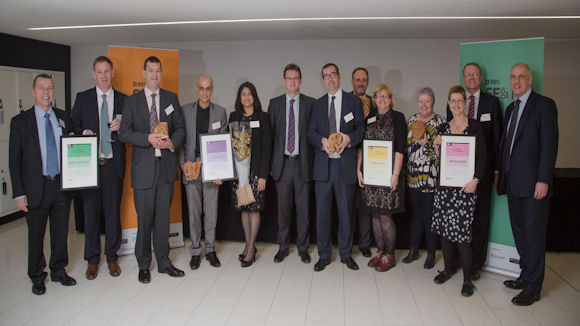 Ian Cowie, Chairman SME banking at RBS , with the winners of the RBS SE100 Awards 2014