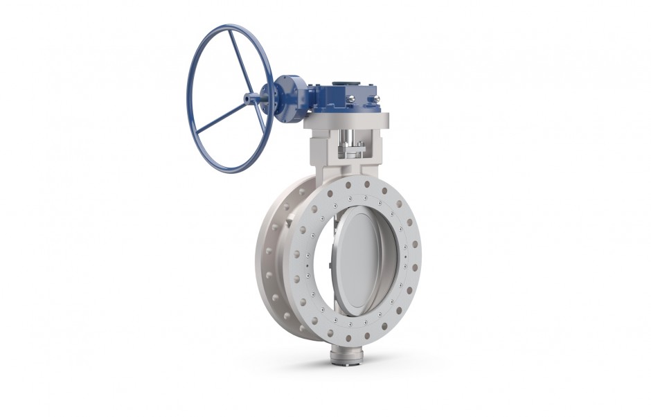 Illustration of a new Wärtsilä Shipham Valves 8-inch size, 150 lbs duplex butterfly valve.
