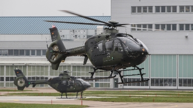 Two EC135´s of the German Army Aviation School starting into a training mission for student pilots. (© Copyright Airbus Helicopters, Charles Abarr).