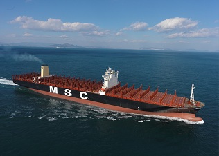 MSC Oscar, the world’s largest capacity container ship taken during sea trials. Notes: All images appearing in this publication are the exclusive property of MSC and are protected under International Copyright laws. The images may not be reproduced, copied, transmitted or altered without the written permission of MSC.