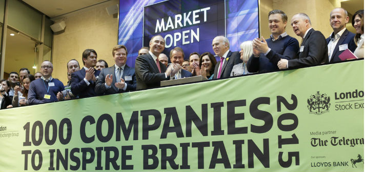 50 company CEOs opened trading in London to celebrate London Stock Exchange's launch of ‘1000 Companies to Inspire Britain’ 2015 