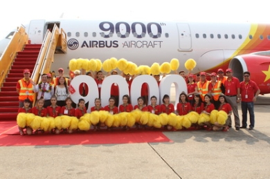 Airbus has celebrated the delivery of its 9000th aircraft at a ceremony in Hamburg, Germany on 20th March 2015. The aircraft is the first A321 to be delivered to Vietnamese carrier VietJetAir and will join the carrier’s all-Airbus A320 Family fleet flying on its fast-growing Asia-Pacific network (c) Airbus