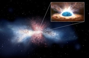 Black-hole wind sweeping away galactic gas. Credit: ESA/ATG medialab.