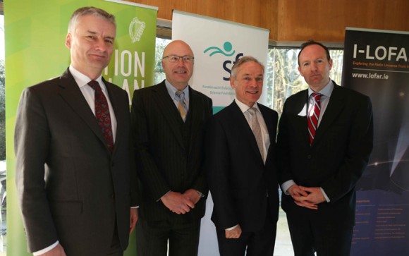 Pictured at the launch (L-R): Provost Patrick Prendergast, Mark Ferguson of SFI, Richard Bruton and Professor Peter Gallagher
