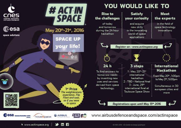 #ActInSpace contest to take place on 20 and 21 May 2016 in about 30 cities across Europe