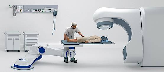 The Leoni Orion System has key advantages in optimized safety for both patients and radiotherapy staff. Additionally, the Leoni Orion System makes automated positioning adjustments possible in 6 degrees of freedom, to optimize the tumor’s location under the precise IBA proton treatment beam.