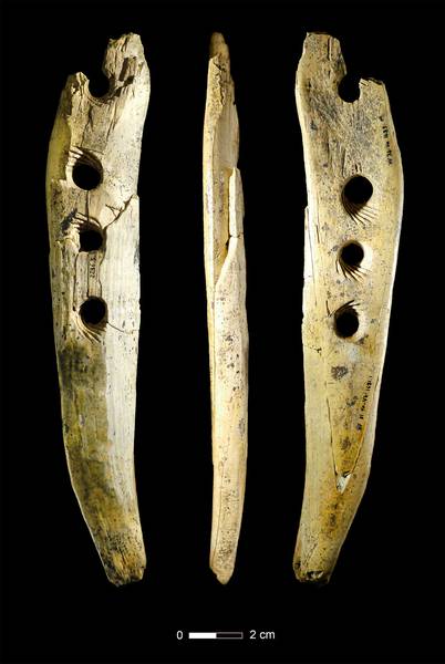 Rope making tool from mammoth ivory from Hohle Fels Cave in southwestern Germany, ca. 40,000 years old. Photo: Copyright University of Tübingen