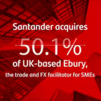 Santander takes over the majority stake in UK based Ebury for EUR 400 million 